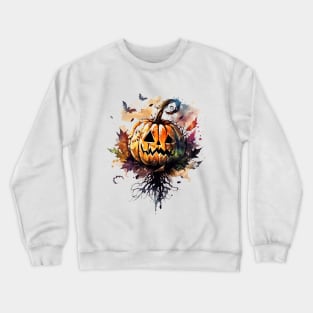 Watercolor Whimsy: The Enchanting Pumpkin Emblem Crewneck Sweatshirt